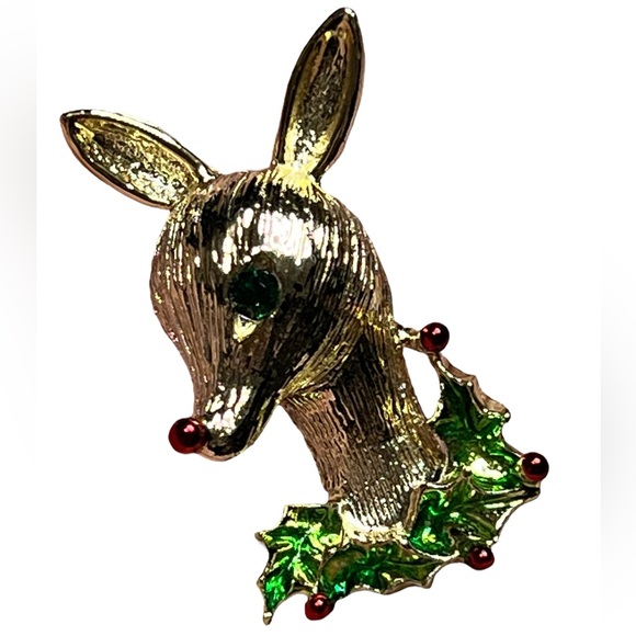 Vintage Gerrys Rudolph Red Nosed Reindeer‎ Brooch/Pin Christmas - Picture 2 of 7